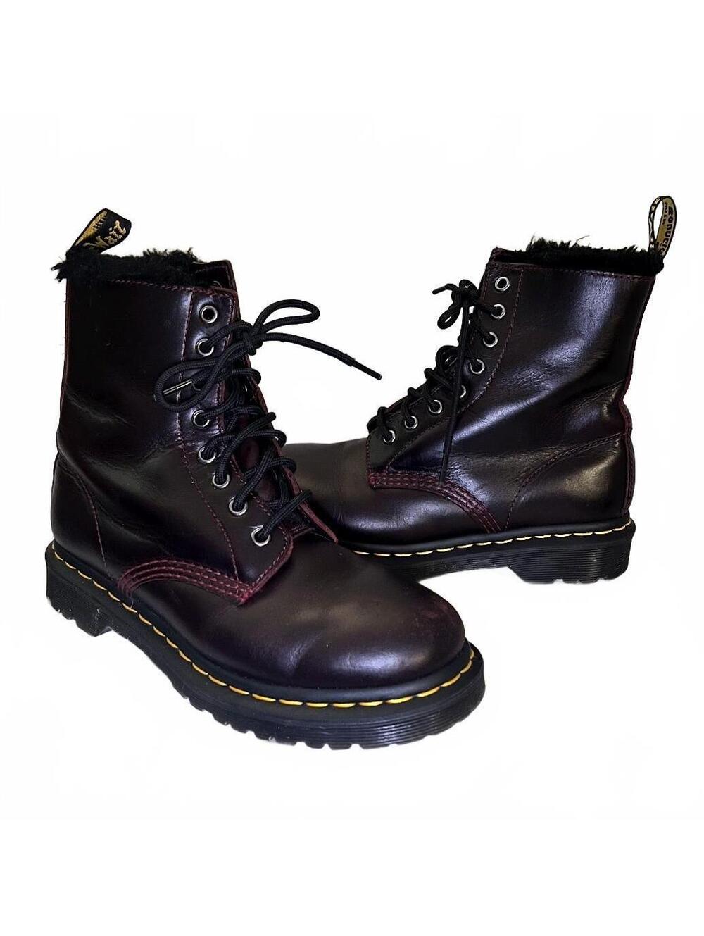 Dr. Martens 1460 Serena Faux Fur Lined Oxblood Boots Size 7